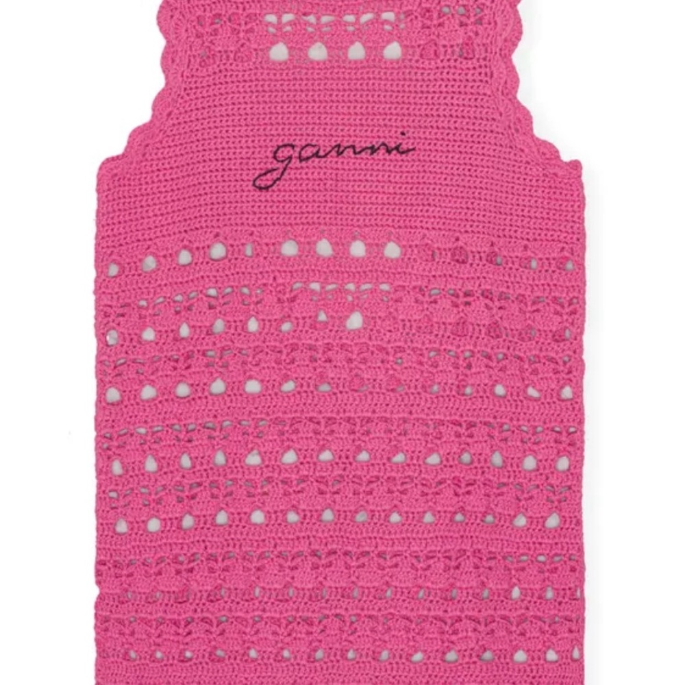 Ganni Pink Crochet Dress